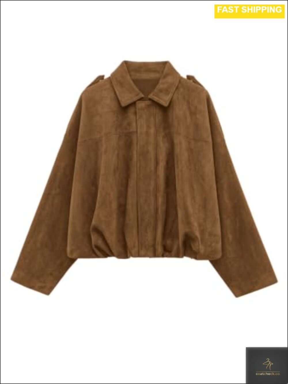 Faux Suede Cropped Bomber Jacket Zip Up Oversized Western